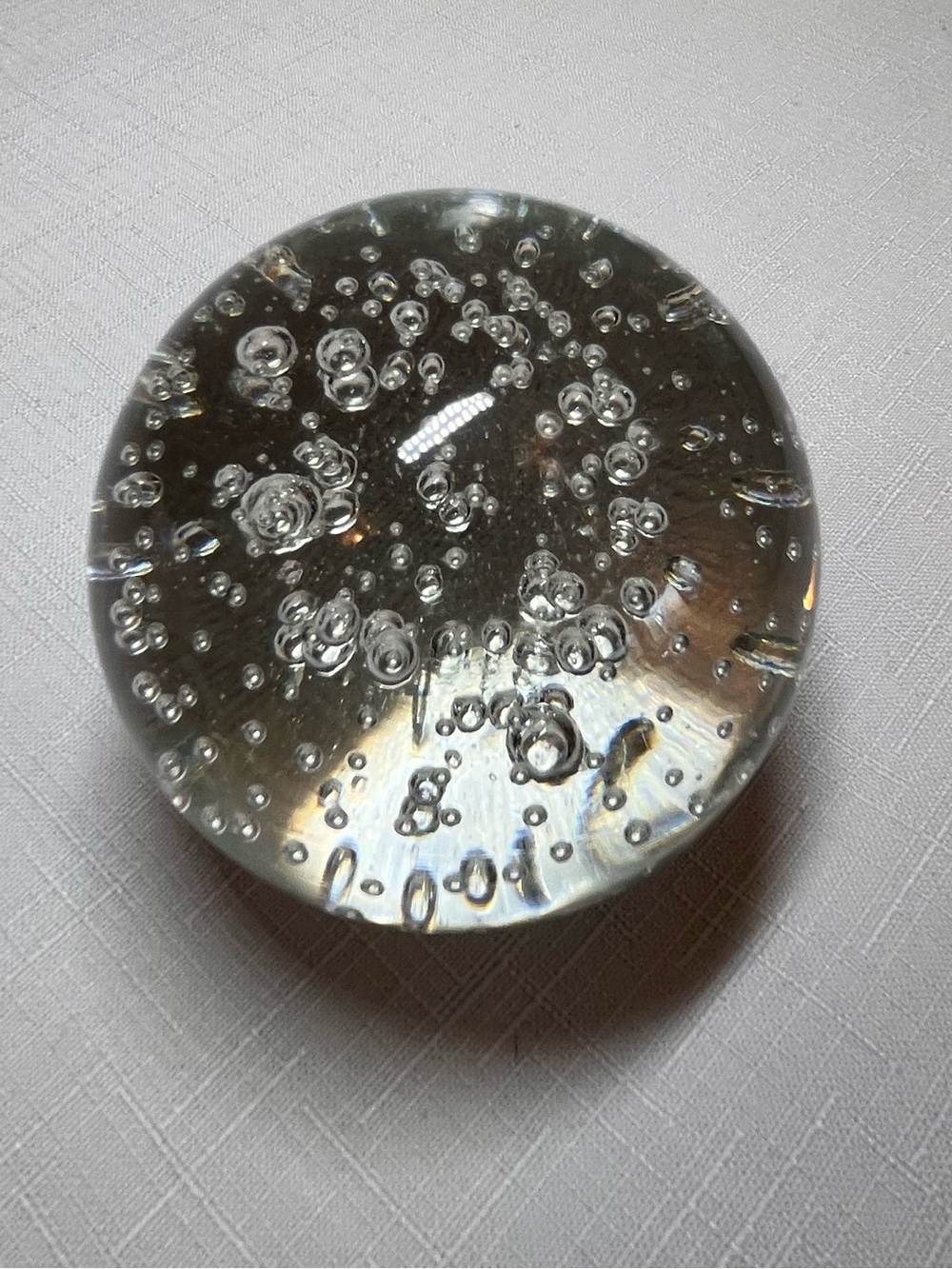 Clear Glass Bubble Paperweight. Collectible. Vintage